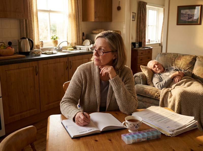 Angehörige dokumentiert den Pflegealltag zur Vorbereitung auf einen Antrag zur Höherstufung